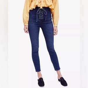 Free People High Rise Lace Up Jeggings